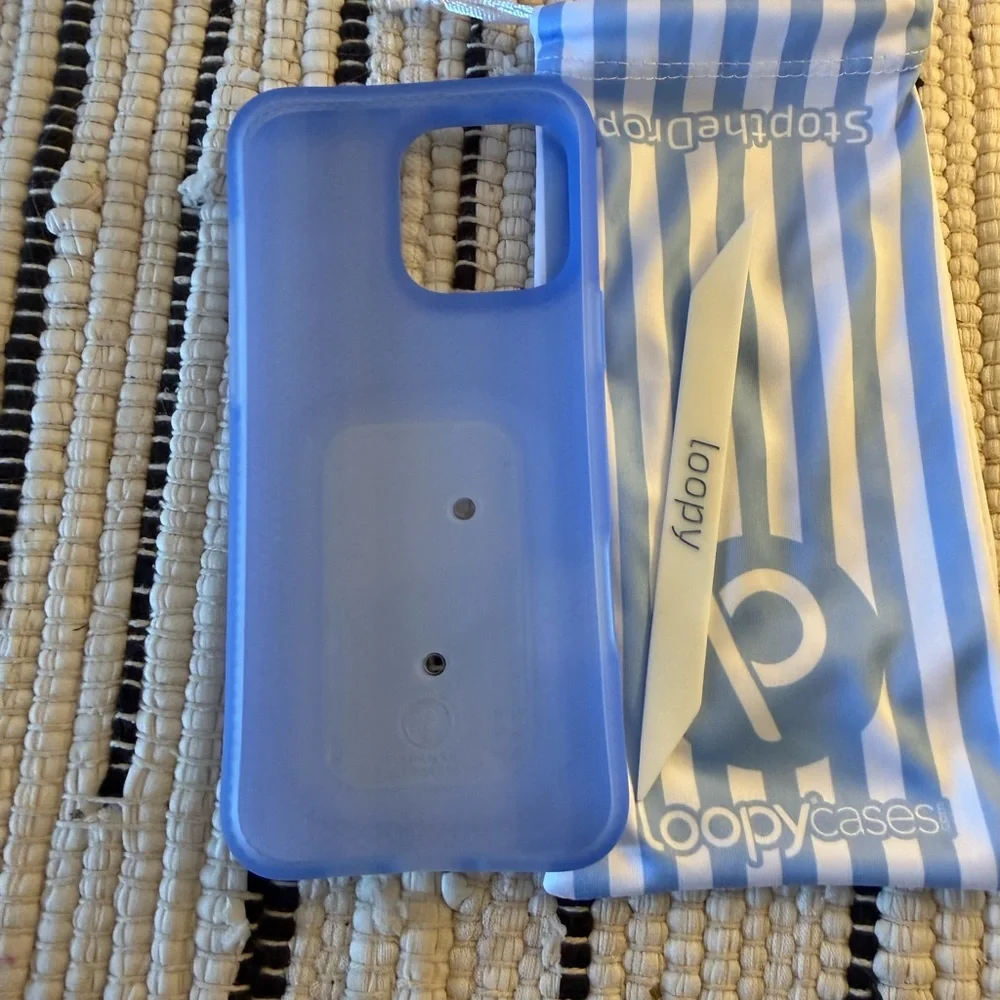 Loopy Case Sky Blue and White Striped Phone Cover - Picture 3 of 4